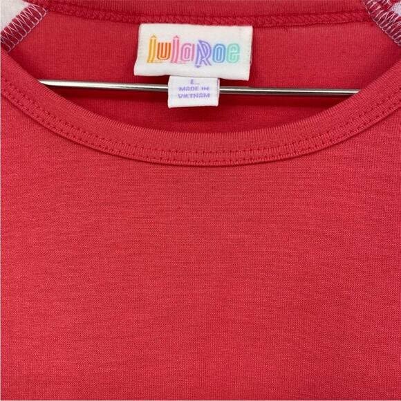 Lularoe Disney Red Purple White Kermit the Frog Print Sleeve Randy Raglan Shirt - Picture 4 of 6